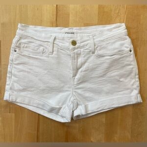 Frame Denim Le Cutoff White Denim Shorts